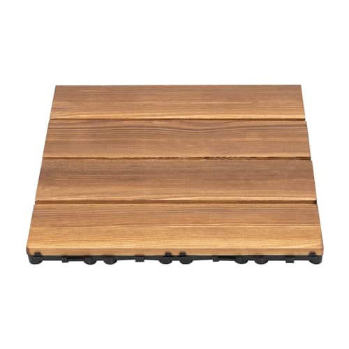 Lote de 36 baldosas entrelazadas de madera dura de alerce para patio,  30,3 x 30,3 x 2,3 cm