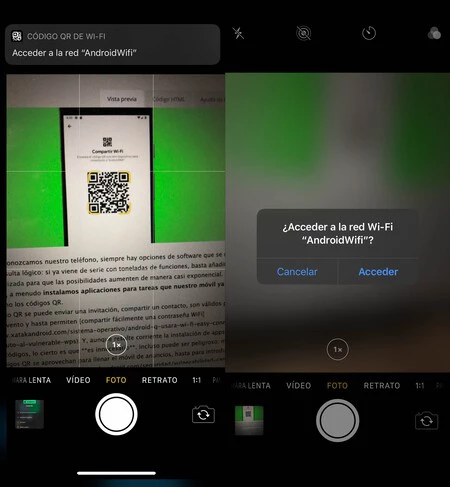 Captura de código QR desde iPhone