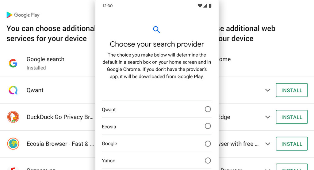 Google ampliará la lista de buscadores en el selector de Android a un total de 12 y dejará de cobrar por ello