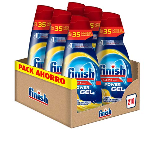 Finish All in 1 Max Power Gel Limón para el Lavavajilla, 7 unidades