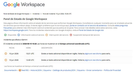 Incidencia confirmada por Google