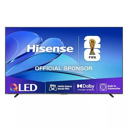 Hisense 98E7Q - QLED Smart TV 98 Pulgadas, Modo Juego Pro 144Hz, Subwoofer Integrado, Dolby Vision, Dolby Atmos, Modo Deportes, Monvimiento Suave IA, Bluetooth y HDMI 2.1, Control por Voz Alexa