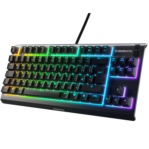 SteelSeries Apex 3 TKL RGB Gaming Keyboard - Factor forma compacto TKL de esports - Iluminación RGB de 8 zonas - Teclado QWERTY Inglés