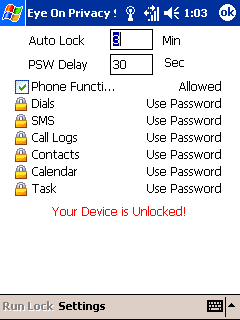 Eye on Privacy, para Windows Mobile