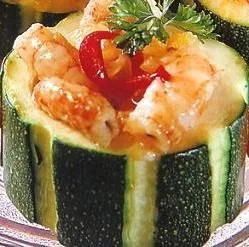 Calabacines rellenos de gambas