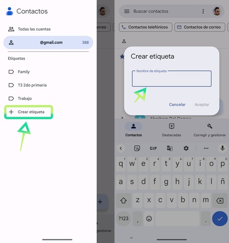 Contactos Google Etiquetas
