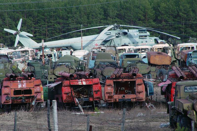 Vehículos radioactivos en Chernobyl