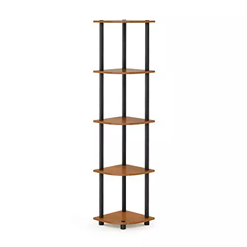 Furinno Estante de esquina de 5 niveles Cereza ligera/negro 5 niveles