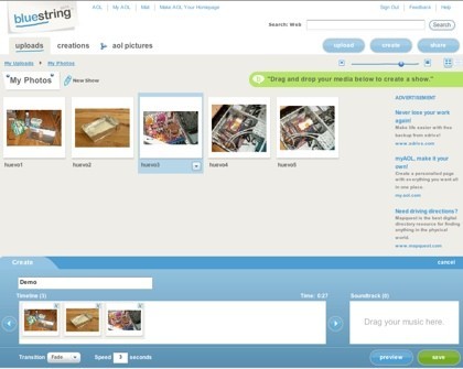 Bluestring, herramienta de creación de pases de diapositivas de AOL