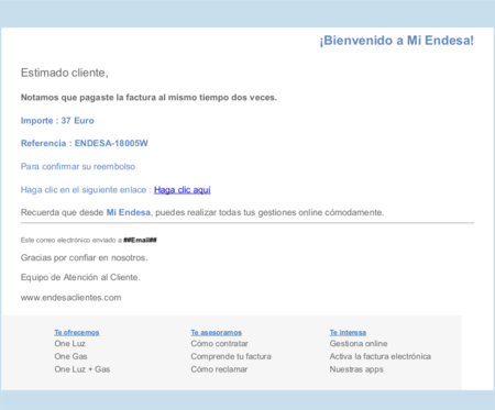 Mail Fraudulento Endesa