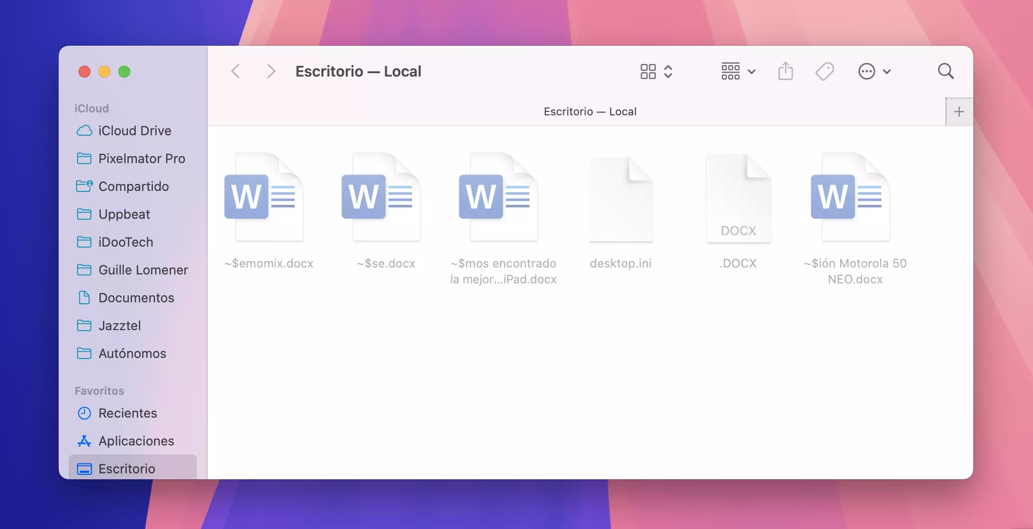Archivos ocultos en el escritorio