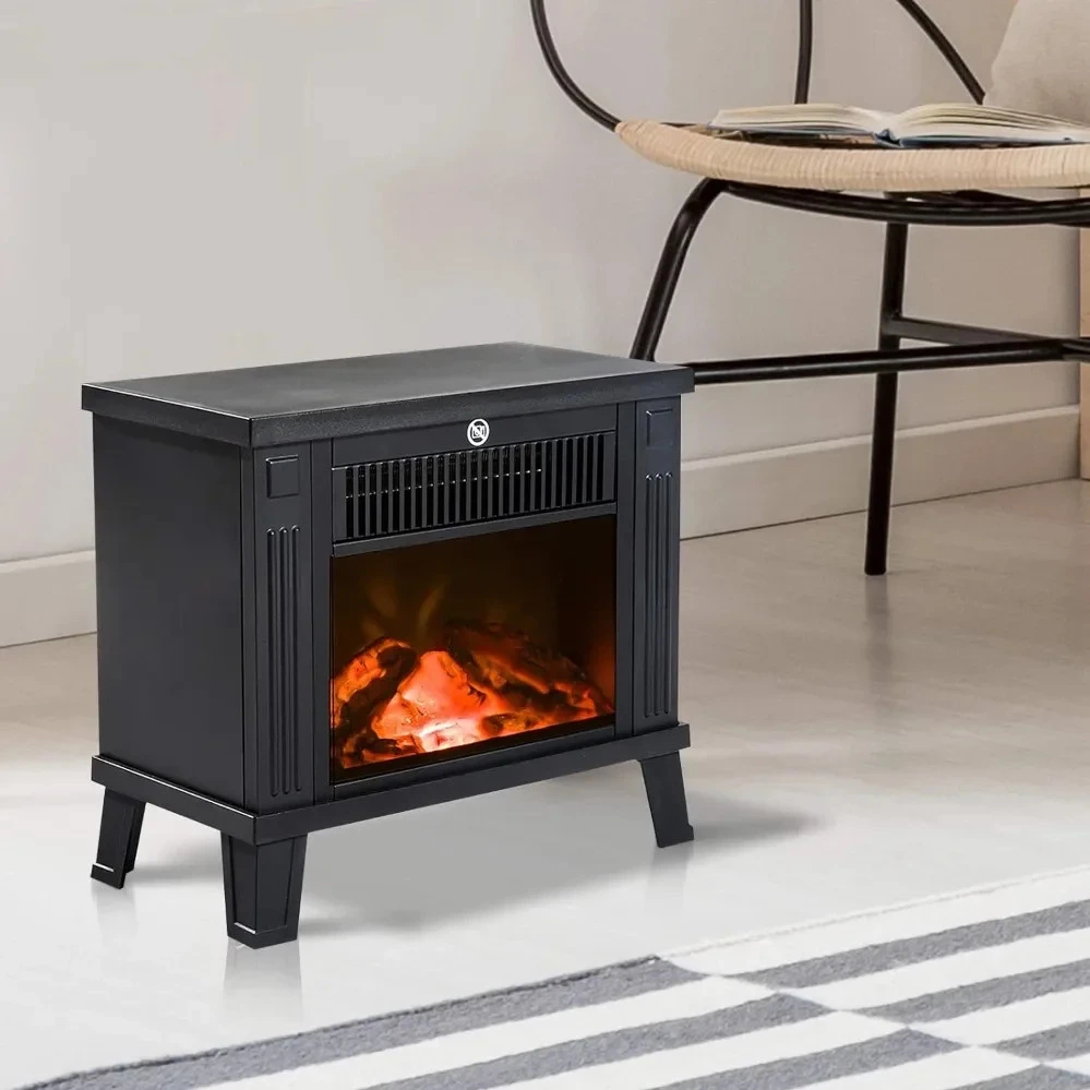 HOMCOM Chimenea Eléctrica Portátil 600/1200W Chimenea Decorativa con Efecto de Llama y Protección contra Sobrecalentamiento 