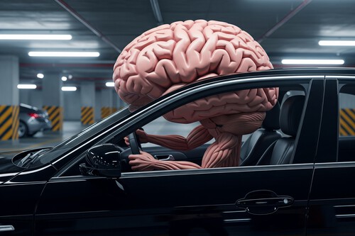 Cerebro aparcando un coche, generada por Gemini