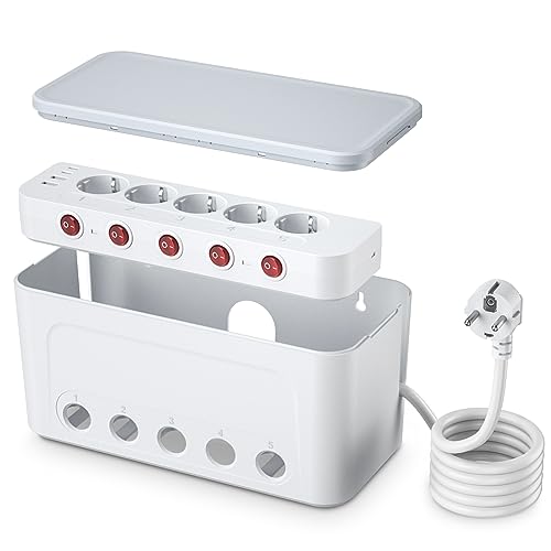 Caja Organizadora de Cables con Regletas Enchufes
