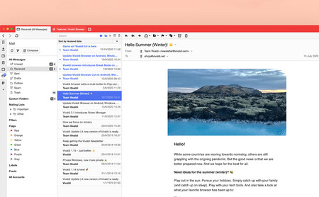 Vivaldi ha creado su propio cliente de correo electrónico integrado directamente en el navegador