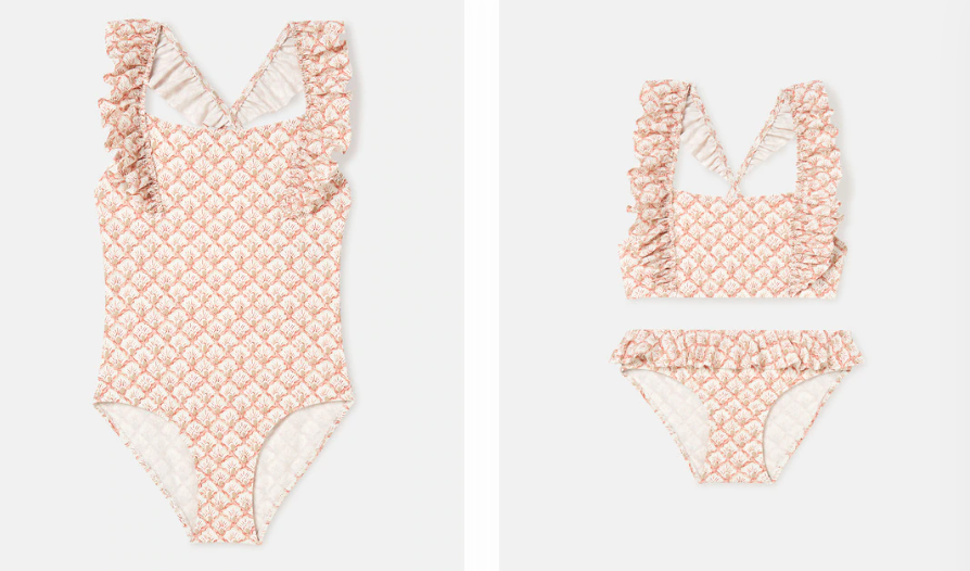 Bañador de niña geométrico flor rosa