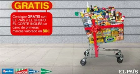 Un carro de la compra 'gratis' con cupones de 'El País'