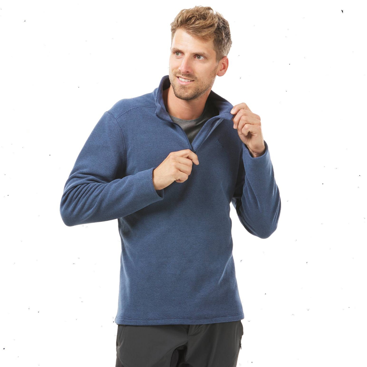 Forro polar de montaña y trekking media cremallera Hombre Quechua MH100 azul
