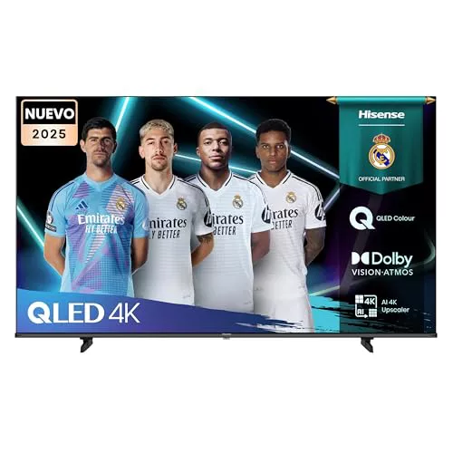 Hisense 55E7Q - QLED Smart TV 55 Pulgadas, Dolby Vision, Dolby Atmos, Modo Juego Plus, 60Hz VRR 120 fps, Modo Deportes, Monvimiento Suave IA, Bluetooth y HDMI 2.1, Control por Voz Alexa