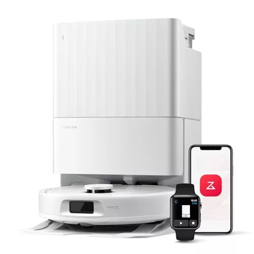 roborock Robot Aspirador QV 35A, 8000Pa de succión, Dos mopas giratorias elevables, cepillos antienredos, tecnología reactiva para Evitar obstáculos, navegación y mapeo,Blanco