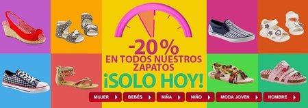 20% de descuento solo hoy en los zapatos C&A