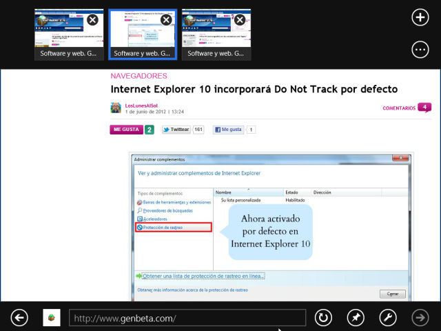 Internet Explorer 10, DNT por defecto