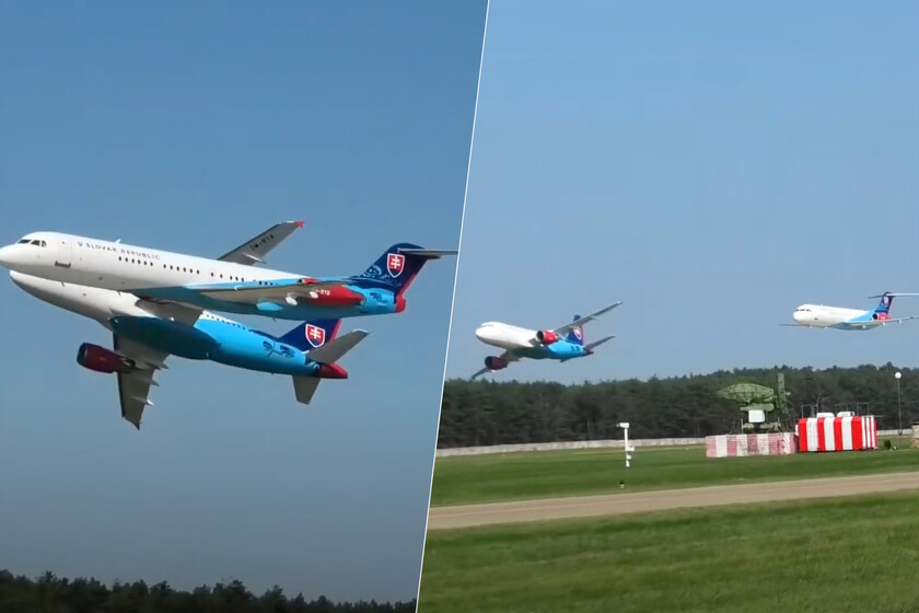 No son cazas, son aviones del Gobierno de Eslovaquia. El día que un Airbus A319 y un Fokker 100 se robaron el show