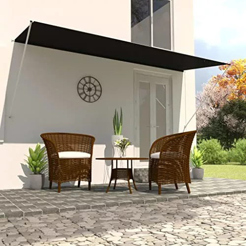 FIRBNUS Toldo Retráctil Toldos Impermeables Toldo Ajustable Toldo Manual Retráctil Toldos Exterior Enrollables Toldo Retractil Exterior Toldo Extensible Toldo de Pared Gris Antracita 400x150 cm