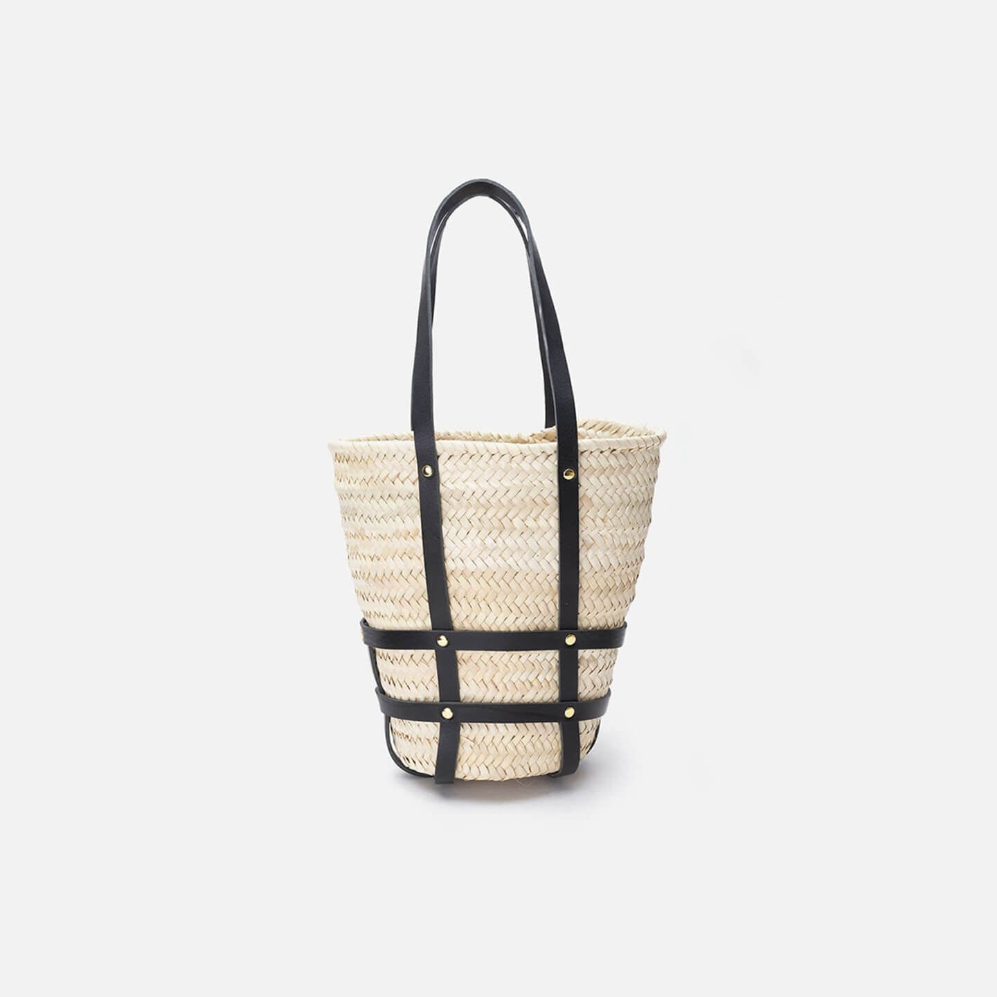 Mercules
Capazo de hoja de palma Basket medium con tiras de piel