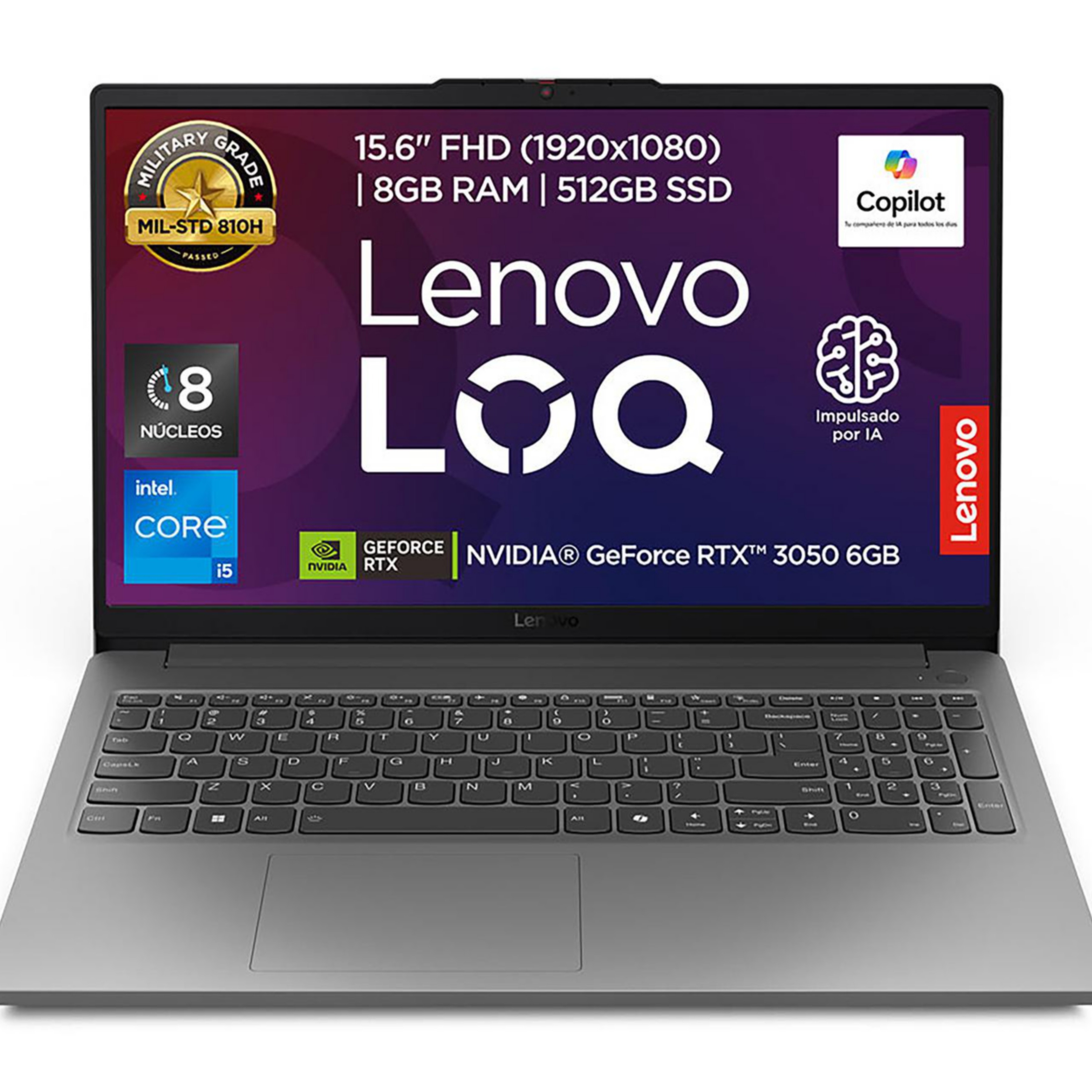 Laptop Gamer Lenovo Loq Ci5 Rtx3050 16gb 512ssd Color Luna Grey con Mouse incluido