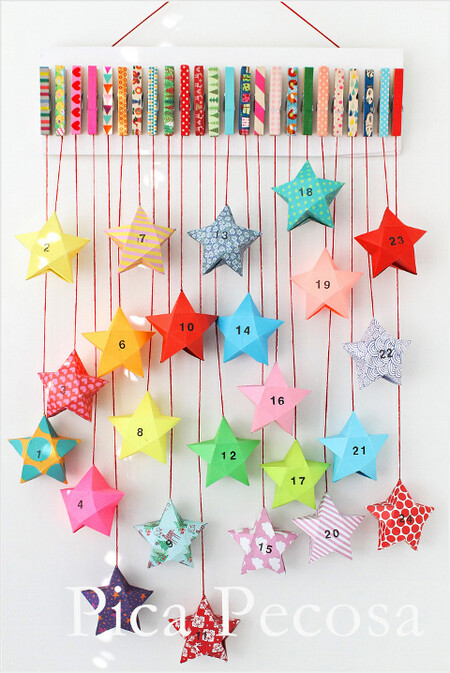 Calendario Adviento Diy Pinzas Washi Tape Cajas Estrella Papel 02
