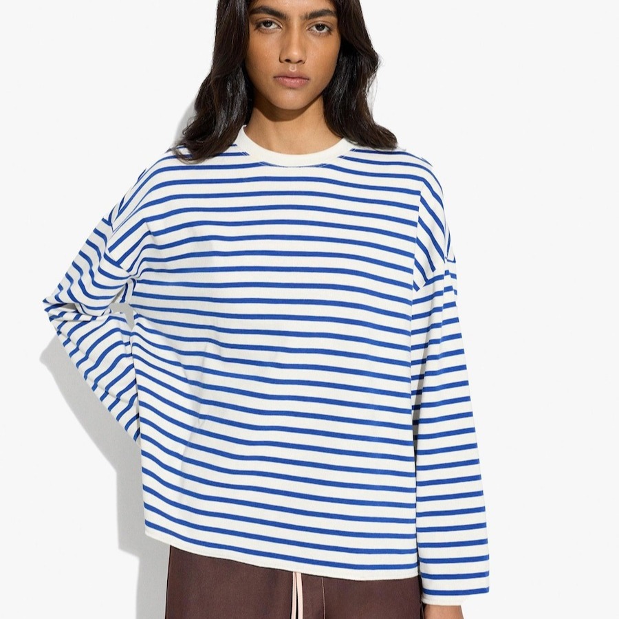 Camiseta de mujer 100% algodón de manga larga con estampado de rayas Parfois