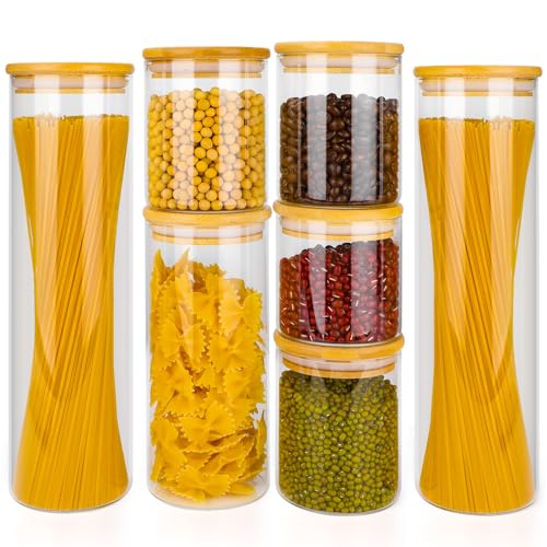 Otauoaea Tarros de Cristal con Tapa Bambú