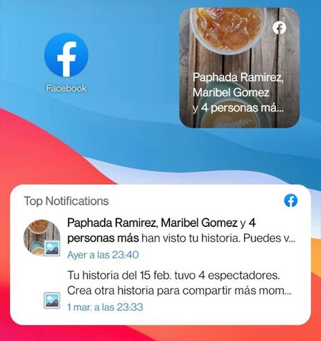 新しい Facebook ウィジェットの動作中