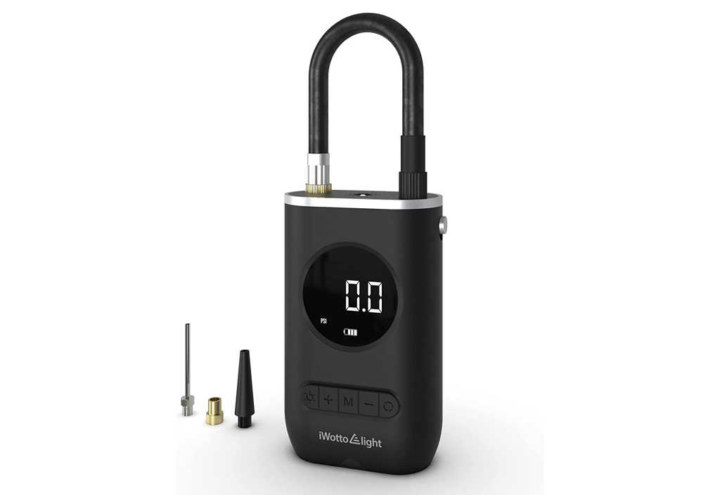 iWotto Hinchador Eléctrico portátil - Sensor de Pantalla Digital LCD y Linterna LED - Compresor con Capacidad para Coche, Motocicletas, Bicicleta y Pelota - Inflador inalámbrico y eléctrico.