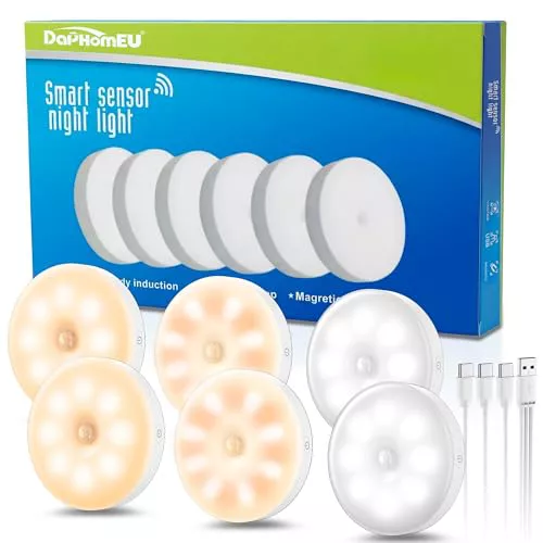 daphomeu 6 Pack de Luz led con Sensor de Movimiento 
