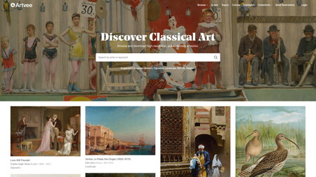 Artvee permite descargar miles de obras de arte en HD para su libre uso, gracias a la colaboración de 40 museos y bibliotecas
