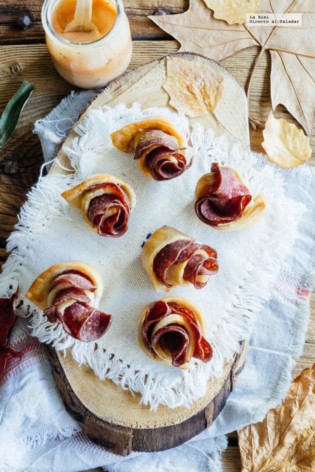 Flores de salami. Receta para Navidad