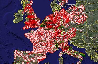 Mapa de los radares europeos