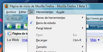Barra de Menus despues de instalar Glasser