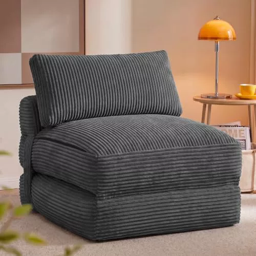 VASAGLE Sofá Cama Plegable, Sillón de Pana con Espuma de Alta Densidad