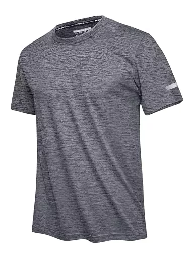 EKLENTSON Camiseta Hombre Manga Corta Ajuste Deportivo Transpirable para Running y Fitness Gris Oscuro XL