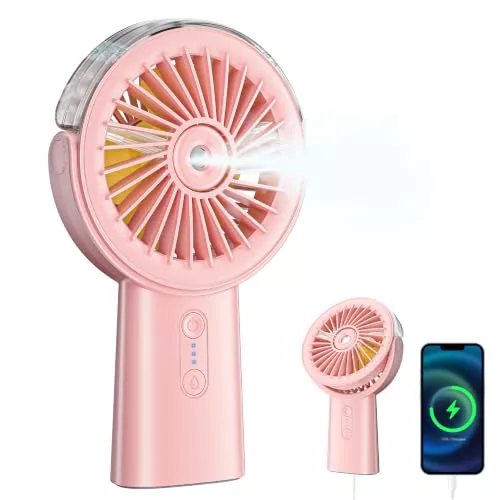 Ventilador de Mano Portátil con Nebulizador,Recargable Ventiladores Bateria