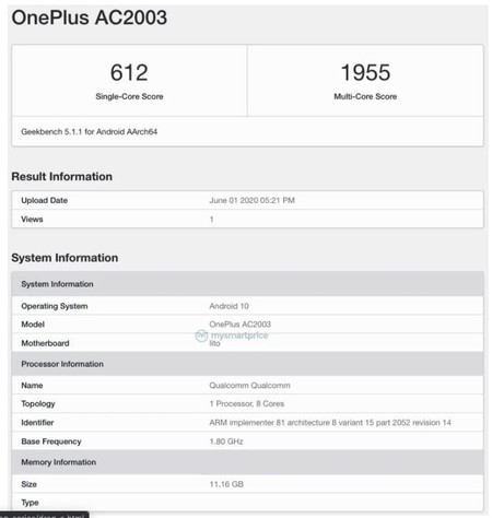OnePlus AC2003 en Geekbench