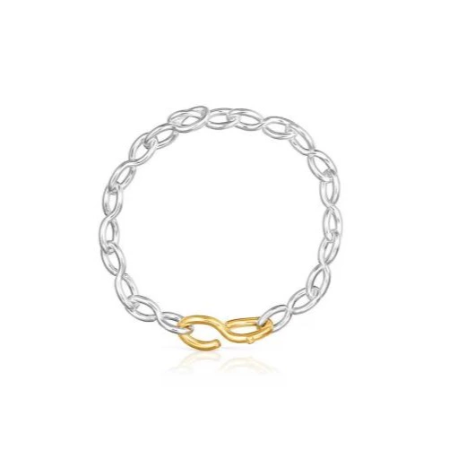 Pulsera Bent de plata y bañada en oro 18 kt sobre plata

