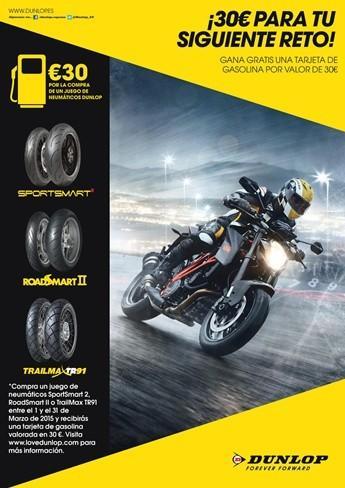 Dunlop te regala 30 € de carburante por la compra de un juego de neumáticos durante el mes de marzo