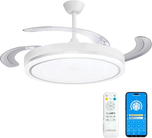 LEDUNI Ventilador de Techo LED con Aspas Retráctiles