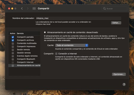 Compartir Cache Mac