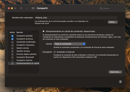 キャッシュ Mac を共有する