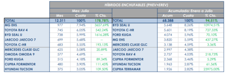 Plug -in hybrids best selling in July | Image: ANFAC